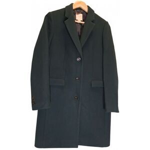 j.crew womens size 4 small long dark green teal wool long coat
